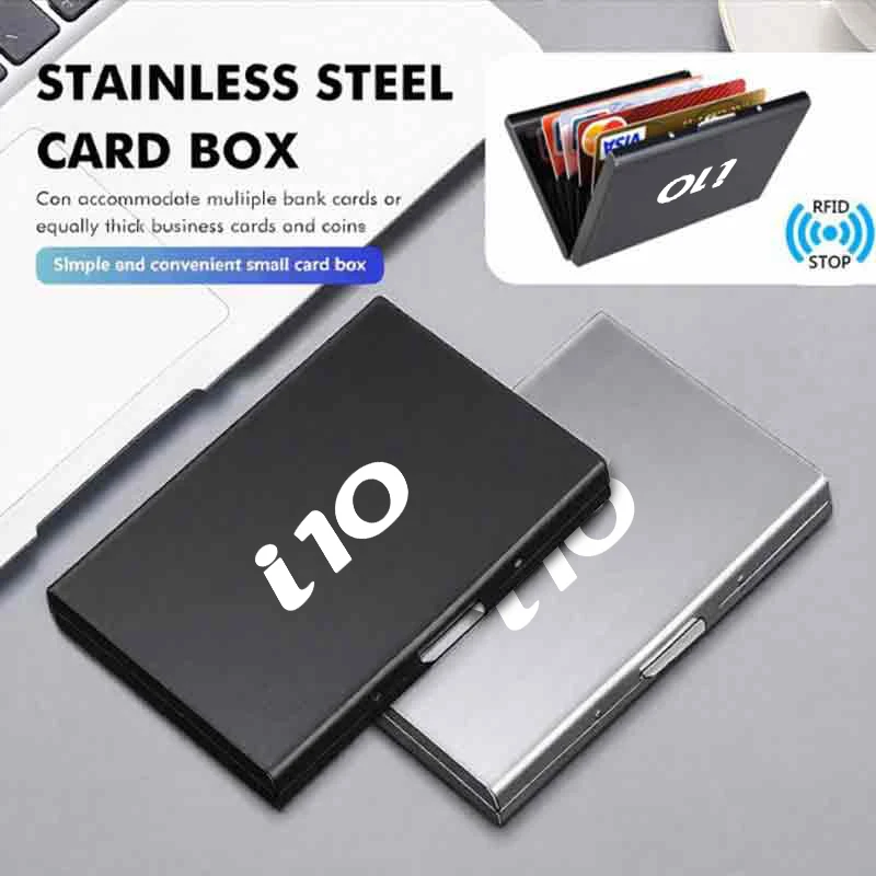 Car RFID Blocking Card Holder Metal Wallet Case Storage Accessories For Hyundai I10 Santa Fe MX5 I10 I20 I30 IX35 I40