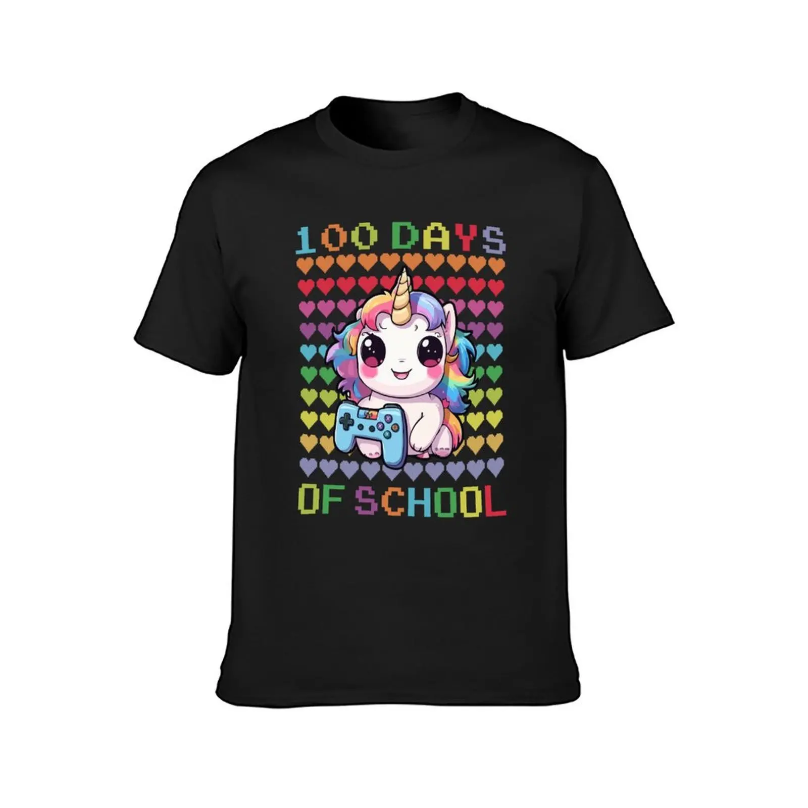 Herz Liebe 100 Tage Schule niedlichen Einhorn spielen Spiel Lehrer Jungen Mädchen T-Shirt schnell trocknende Rohlinge schwarze T-Shirts für Männer