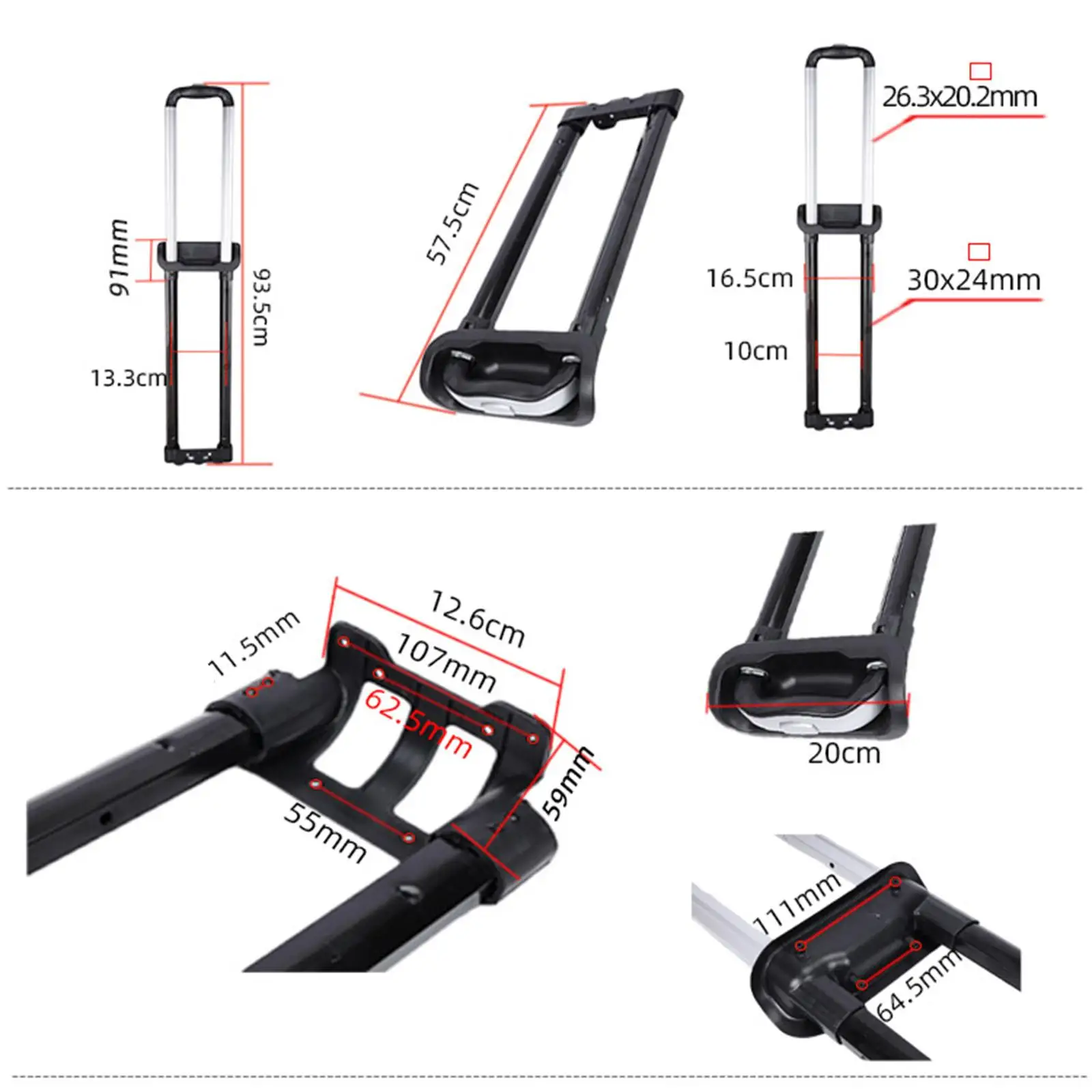 Portable Replacement Handle, Heavy Duty Adjustable, Black Spare Part, for Roller Luggage Case Suitcase Ice Bucket Hand Truck