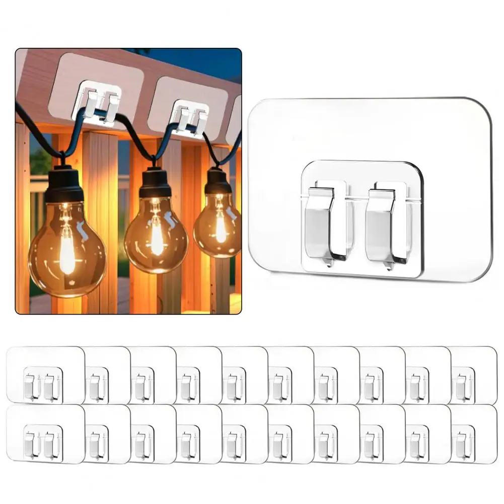 100Pcs Cable Organizer Outdoor String Lights Clips Storage Hooks Self Adhesive Cable Holders Hooks