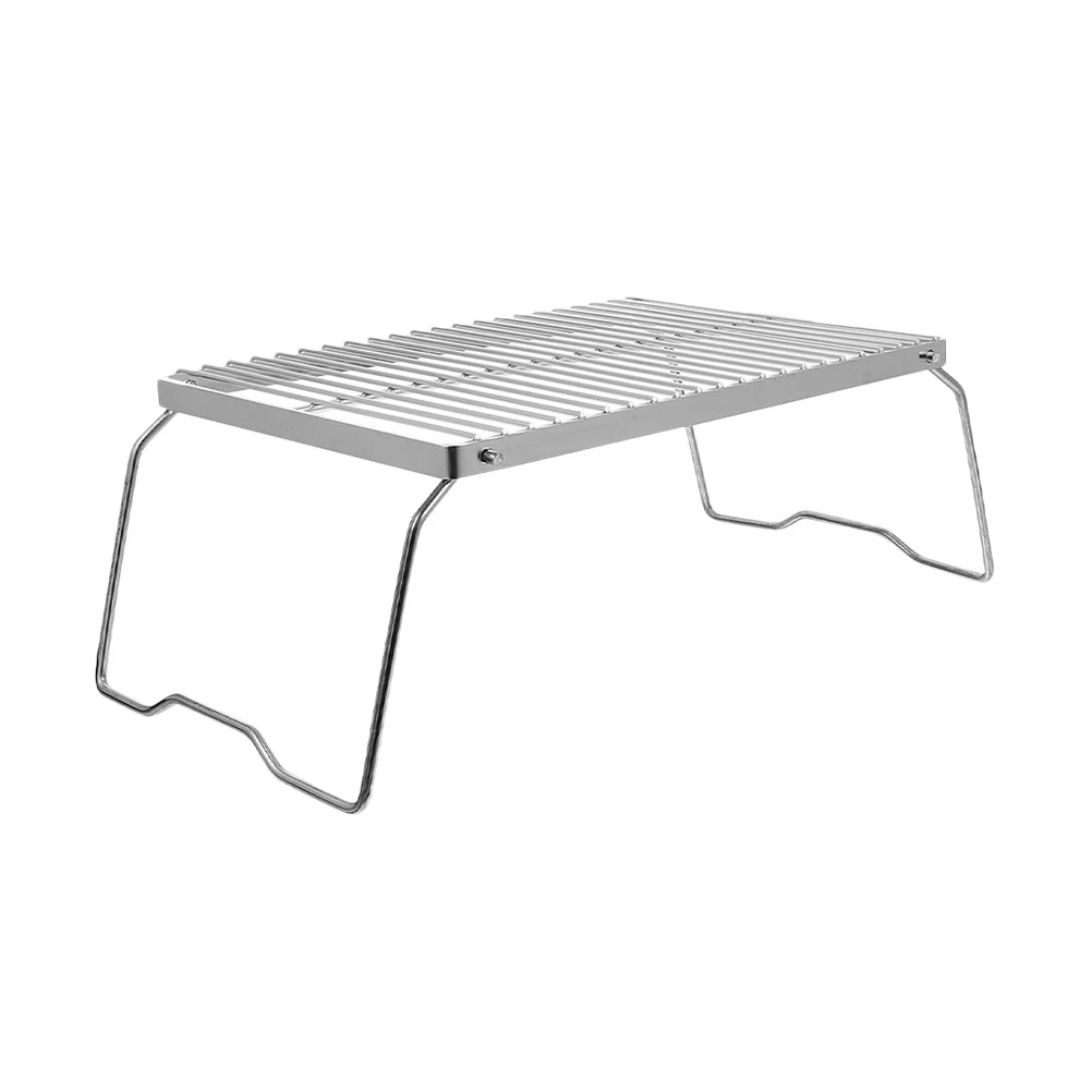 Portable Folding Stove Rack Stainless Steel Rectangular Mesh Grill Grid For Outdoor Picnic Baking Cooling Roasting Bbq