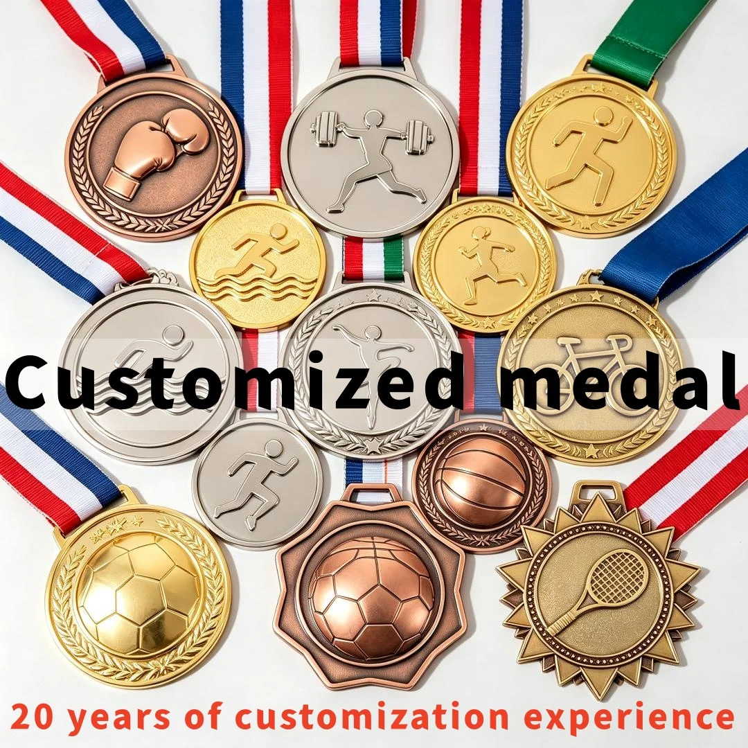 Custom Metal Medals Boxing Weightlifting Gymnastics Swimming Spin Karate Running Marathon Dance Cycling Sport Medal With Ribbon