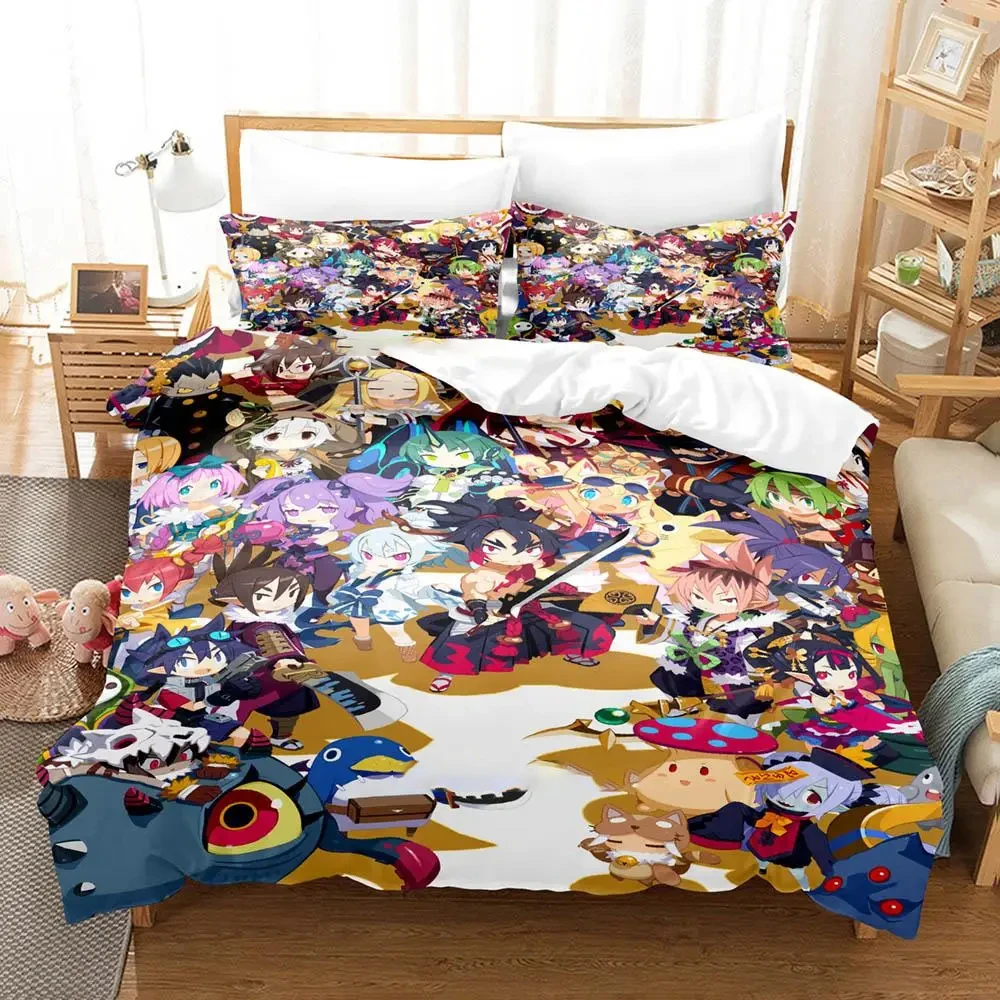 

Anime Disgaea Bedding Set Duvet Cover Bed Set Quilt Cover Pillowcase Comforter king Queen Size Boys Adult Bedding Set