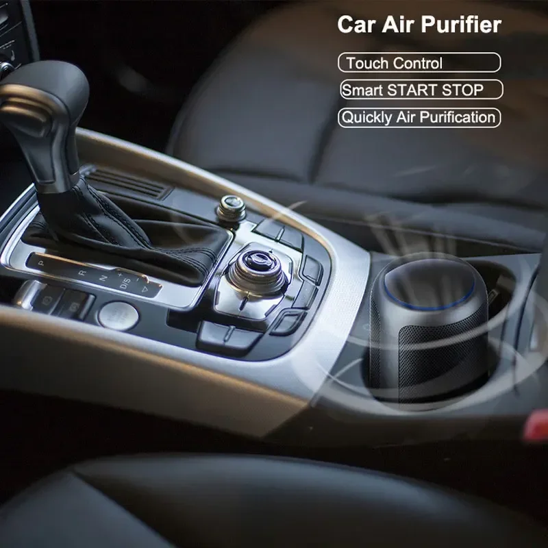 Vehicle Air Purifier Touch Control PM2.5 HEPA Filter Car Formaldehyde Deodorizer Removal Car Interior Air Freshener