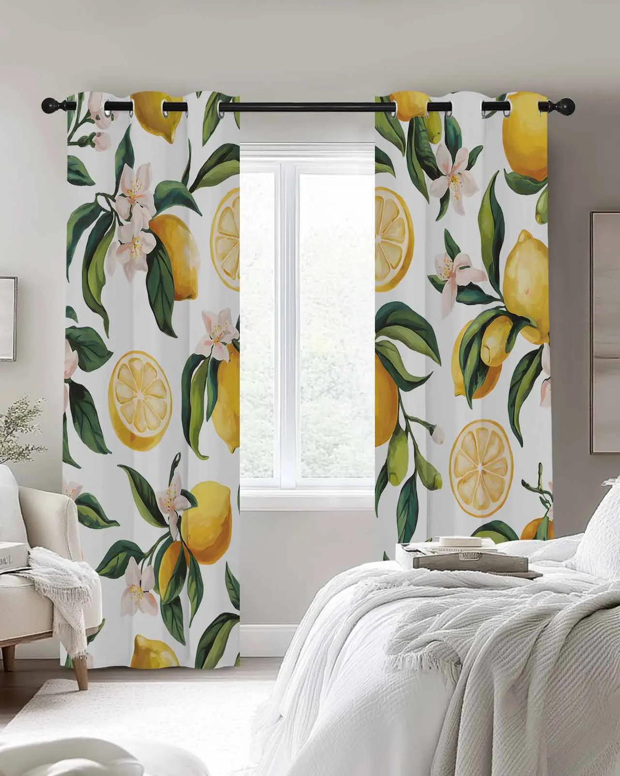 

Summer Lemon Modernism Fruit Window Curtains For Kitchen Bedroom Living Room Home Decor Drapes