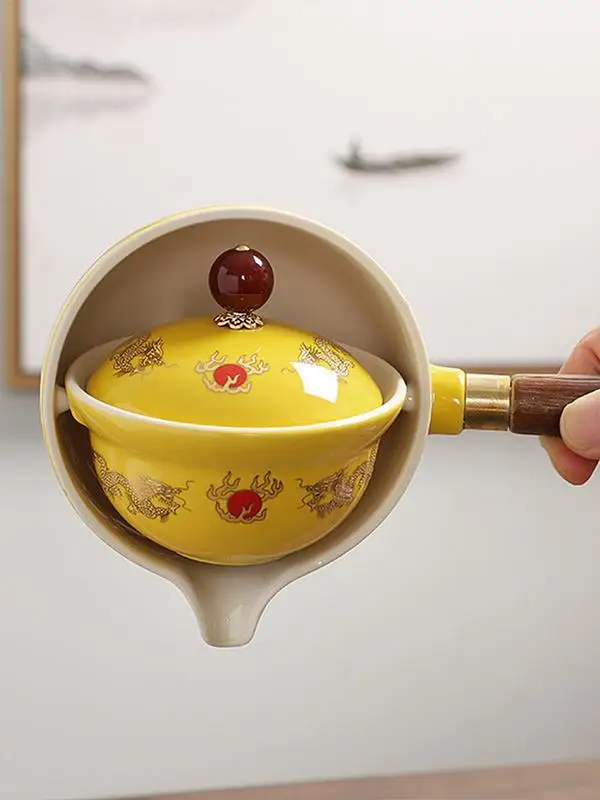 Ceramic Teapot Chinese Gongfu Tea Pot 360 Rotation Tea Maker Infuser Portable Single Pot 160ml Chinese Gongfu Tea Supplies