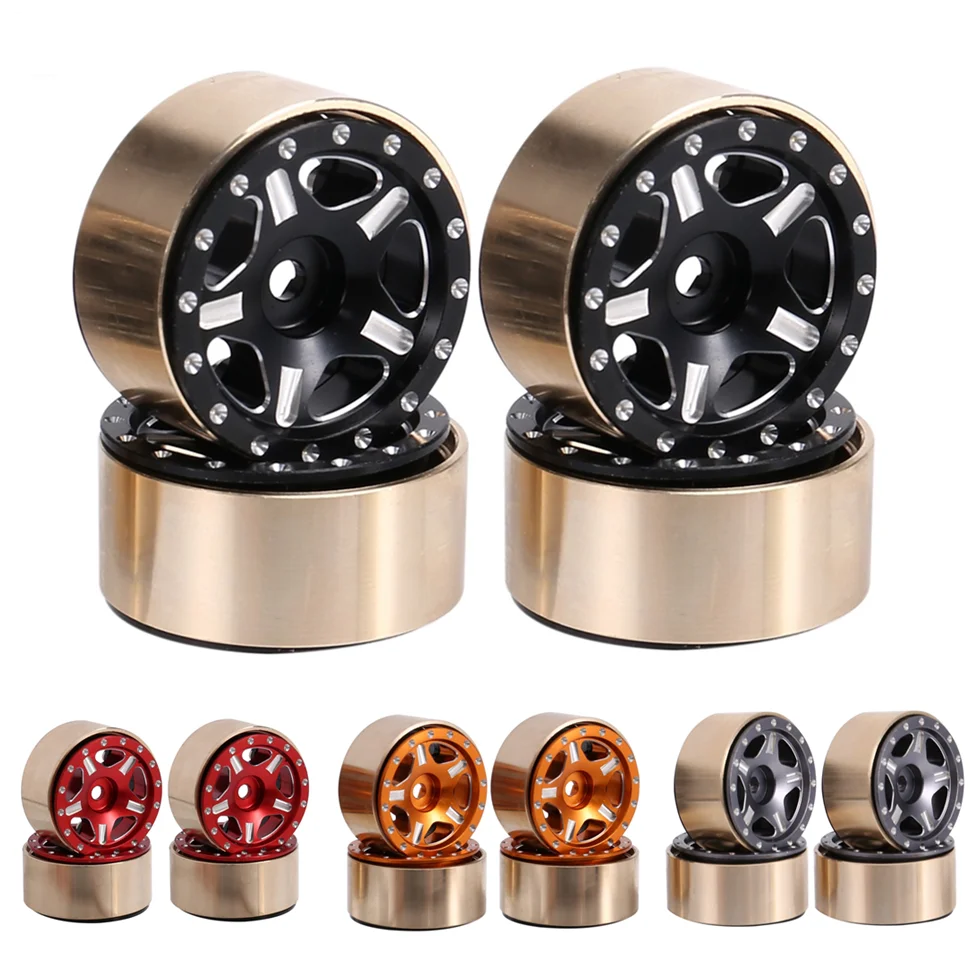 

4pcs Brass 1.0 Beadlock Wheel Rim Wheel Hub for 1/24 RC Crawler Car Axial SCX24 AX24 TRX4M Upgrade Parts