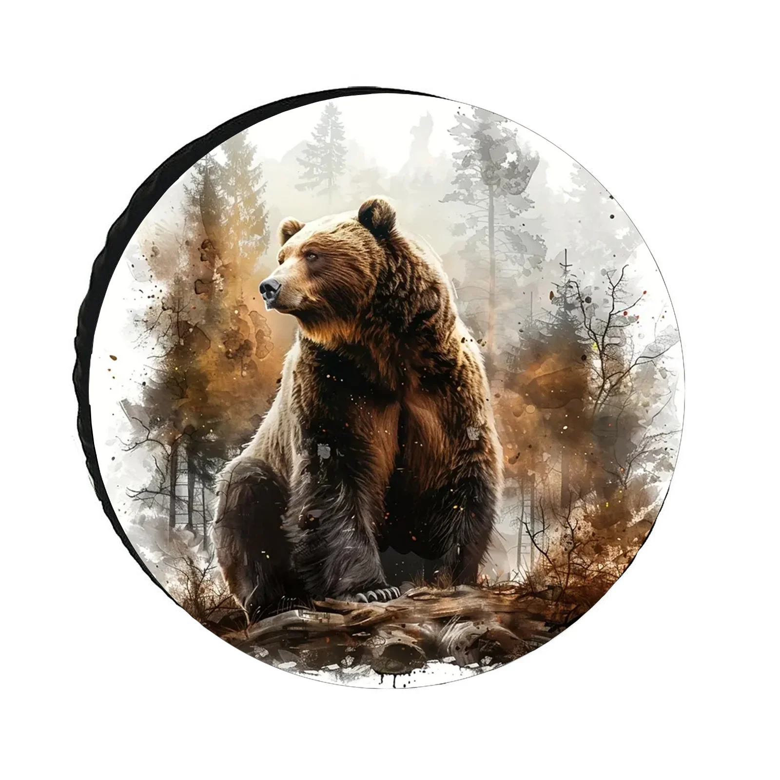 

Чехол для запасного колеса с изображением бурого медведя, прочный полиэстер, с индивидуальным дизайном, для автодомов, прицепов, внедорожников, грузовиков, кемперов