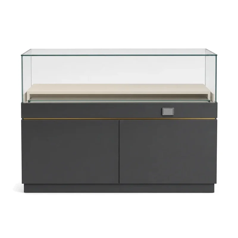 custom.Wood Jewelry Display Showcase Table Counter with Eco-Friendly Durable LED Lit Design Jewelry Shops