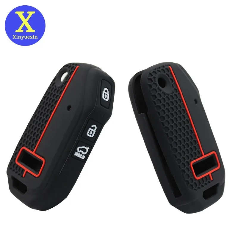 Xinyuexin 3/4 Buttons Silicone Key Cover Case for KIA Forte Flip Key Remote Fob 2019 2020 2021 2022 2023 Car Accessories