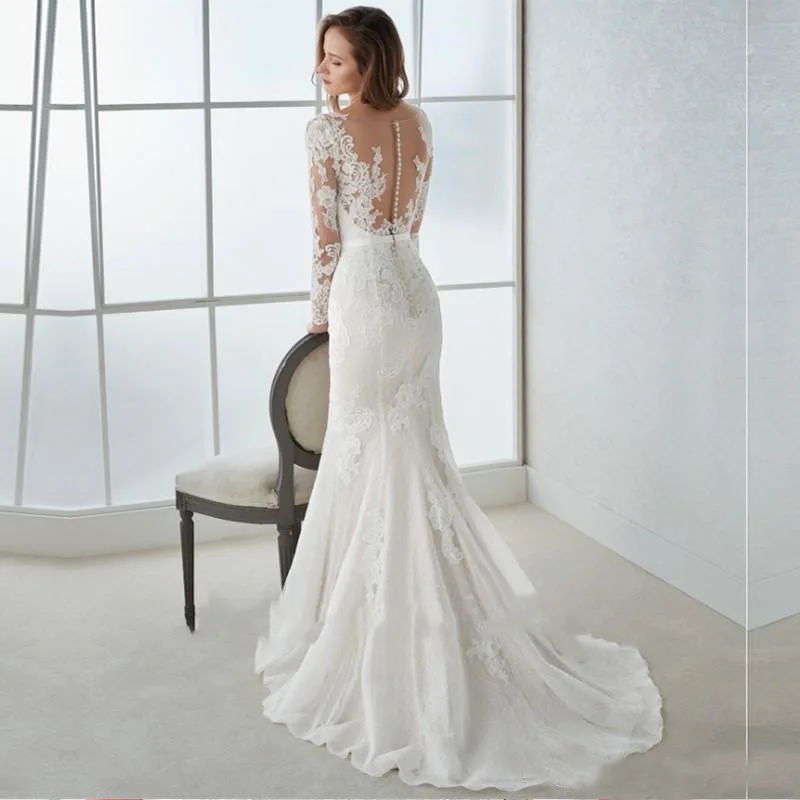 New Deep V Tail Back Lace Wedding Dress Korean Edition Wedding Dress Customized