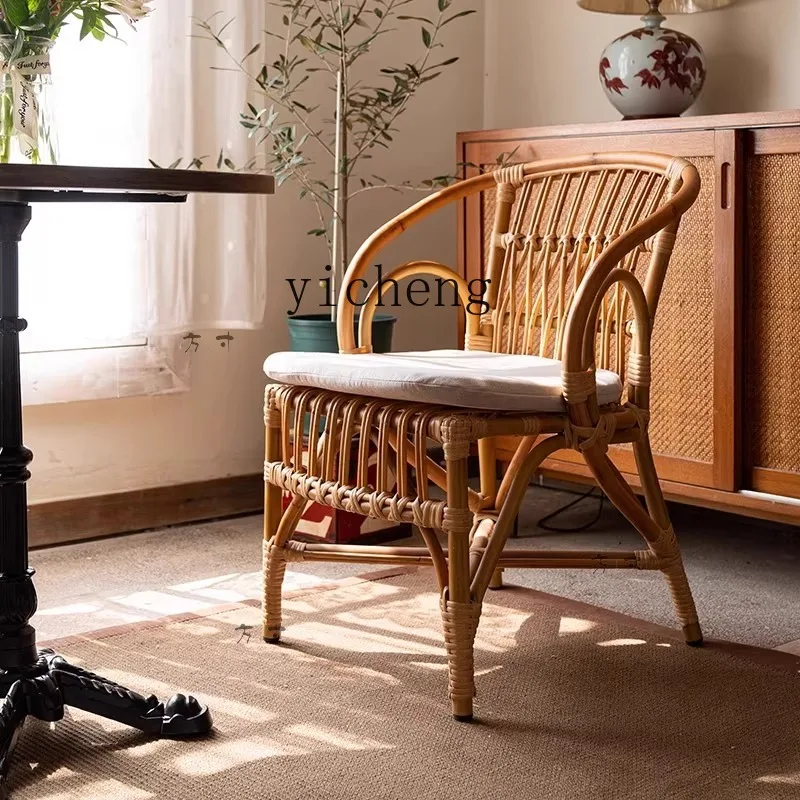 LSL Japanese-Style Rattan Chair Nordic Natural Real Rattan Makeup Chair Homestay Inn Leisure Chair