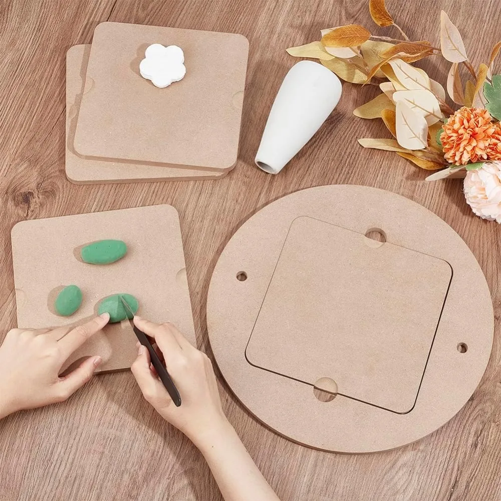 11.8inch Diameter Pottery Wheel Bats with 4pcs Square Inner Bats Pre Drilled Round Clay Throwing Bats for Potters Clay
