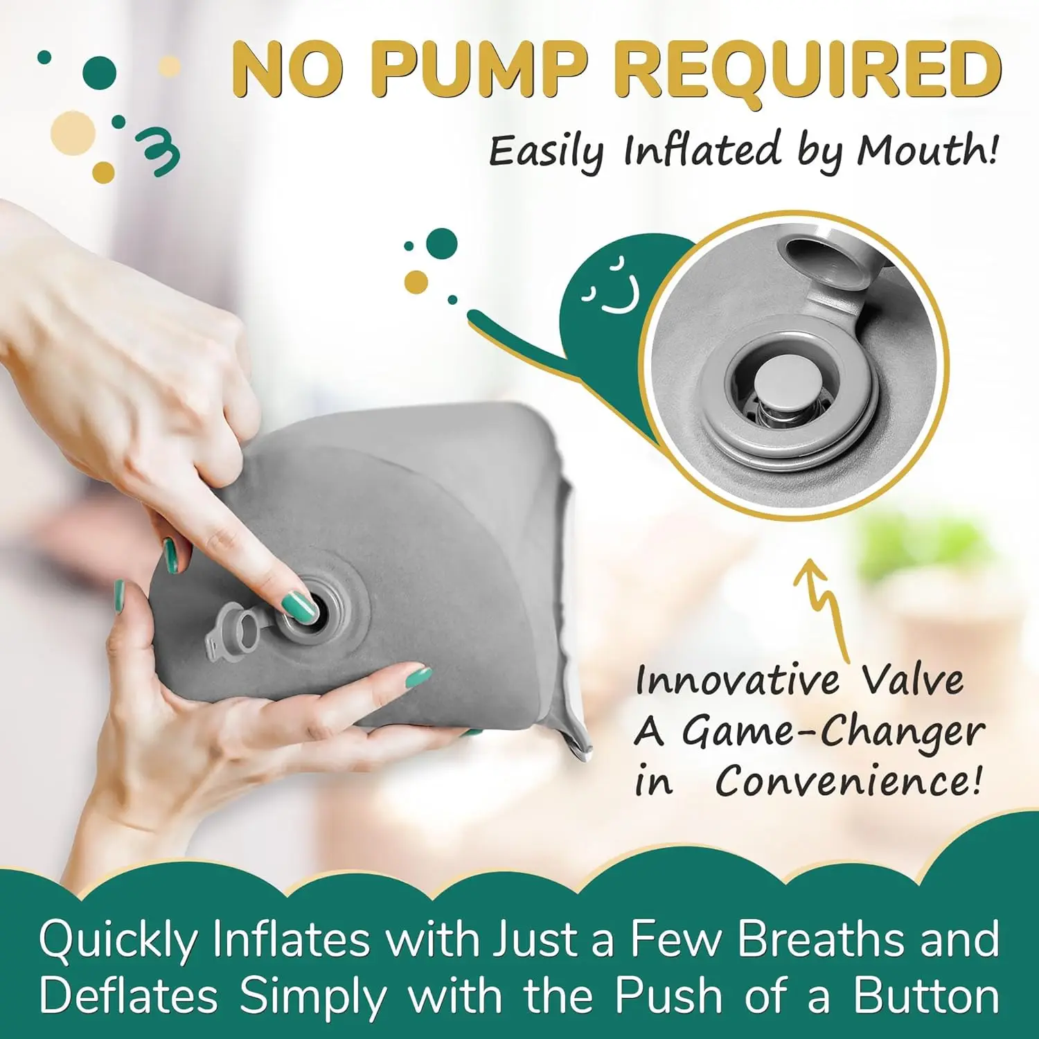 Inflatable Bed Rails for Toddlers, 2-Pack Portable Travel Bumpers Fits Twin to King Beds - Non-Slip Safety Guard