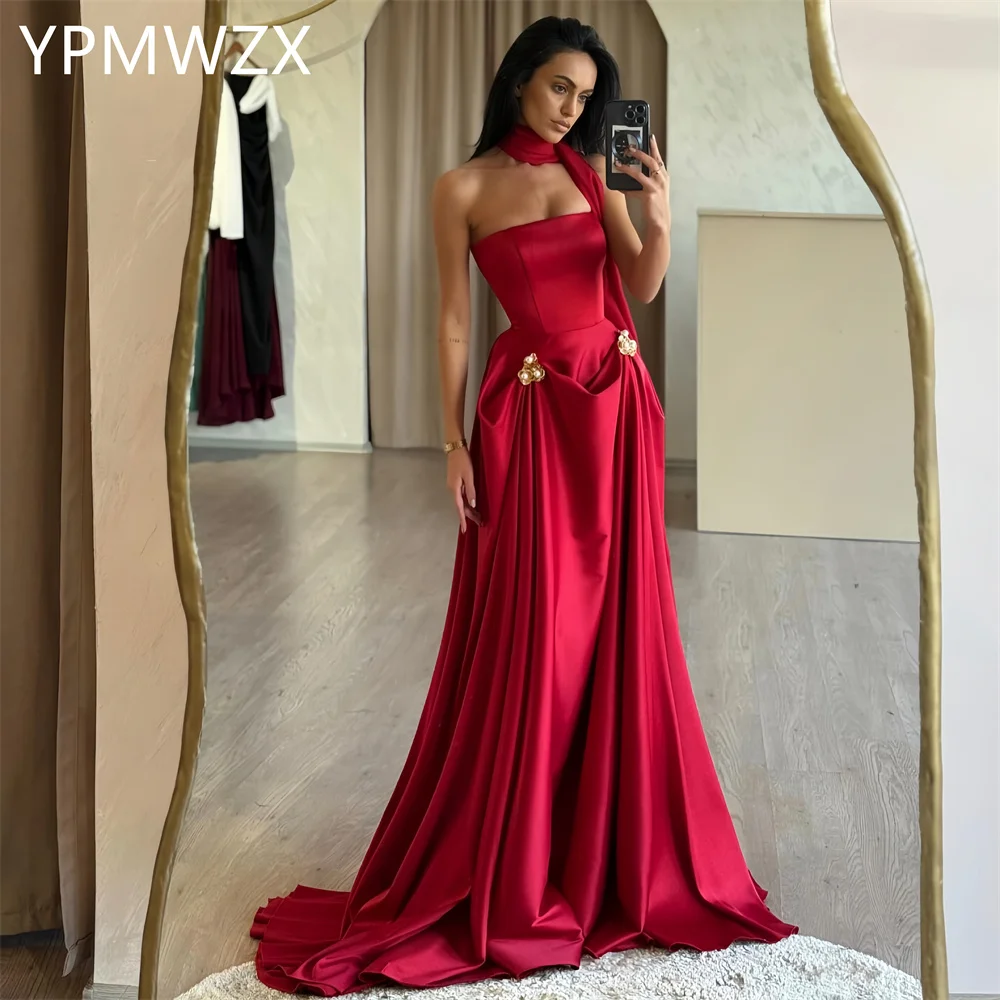 

Customized Evening Dress Women Party Occasion Prom Gown YPMWZX Strapless A-line Floor Length Skirts Draped Bespoke Dres