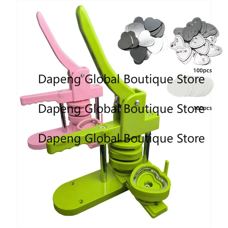DIY Craft Heart-Sharped Plastic Badge Button Making Machine Button Pin Maker Badge Making Machine