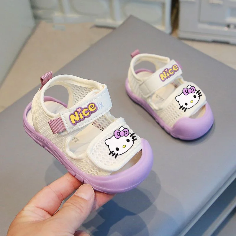 أحذية شاطئ باوتو من Baby First Wakers Sanrio ذات نعل ناعم، أحذية هالو كيتي للأطفال الصغار قابلة للتنفس، صنادل صيفية للفتيات #4