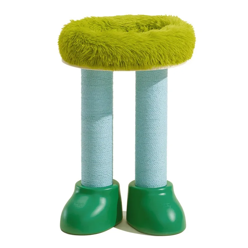 

Cat Scratching Post Bed Combo Dual Column Cat Tree with Plush Seat Durable Sisal Rope Scratch Toy for Indoor Cats Cute Furniture