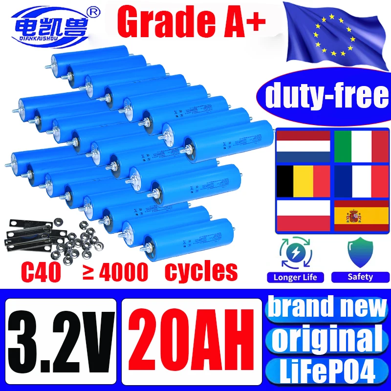 

Новый аккумулятор Lifepo4 класса A 3,2 В 22 Ач C40 LTO 40160 12 В 24 В 48 В Электрический инструмент модификация двигателя мотоцикла аккумуляторная батарея