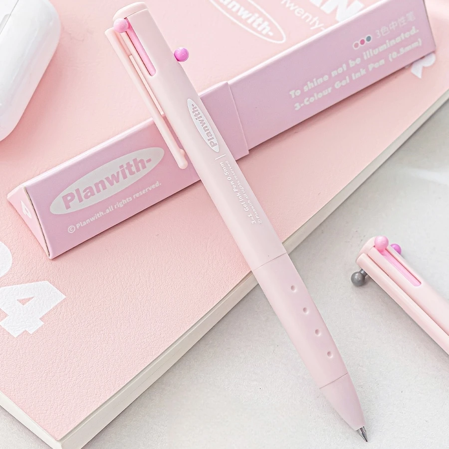 1pcs Triangular Multi-Color Gel Pen 0.5mm Point Planwith Sign Series 3 Colors Multifunctional Liner Marker F7869