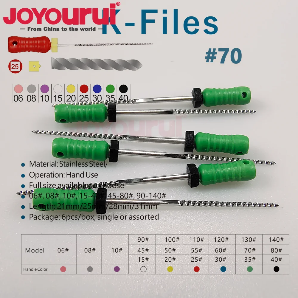 6pcs/Pack Dental Stainless Steel K Files H Reamers Endodontic Instruments Root Canal File Treatment 06# Dentista 21mm/25mm/31mm view 4