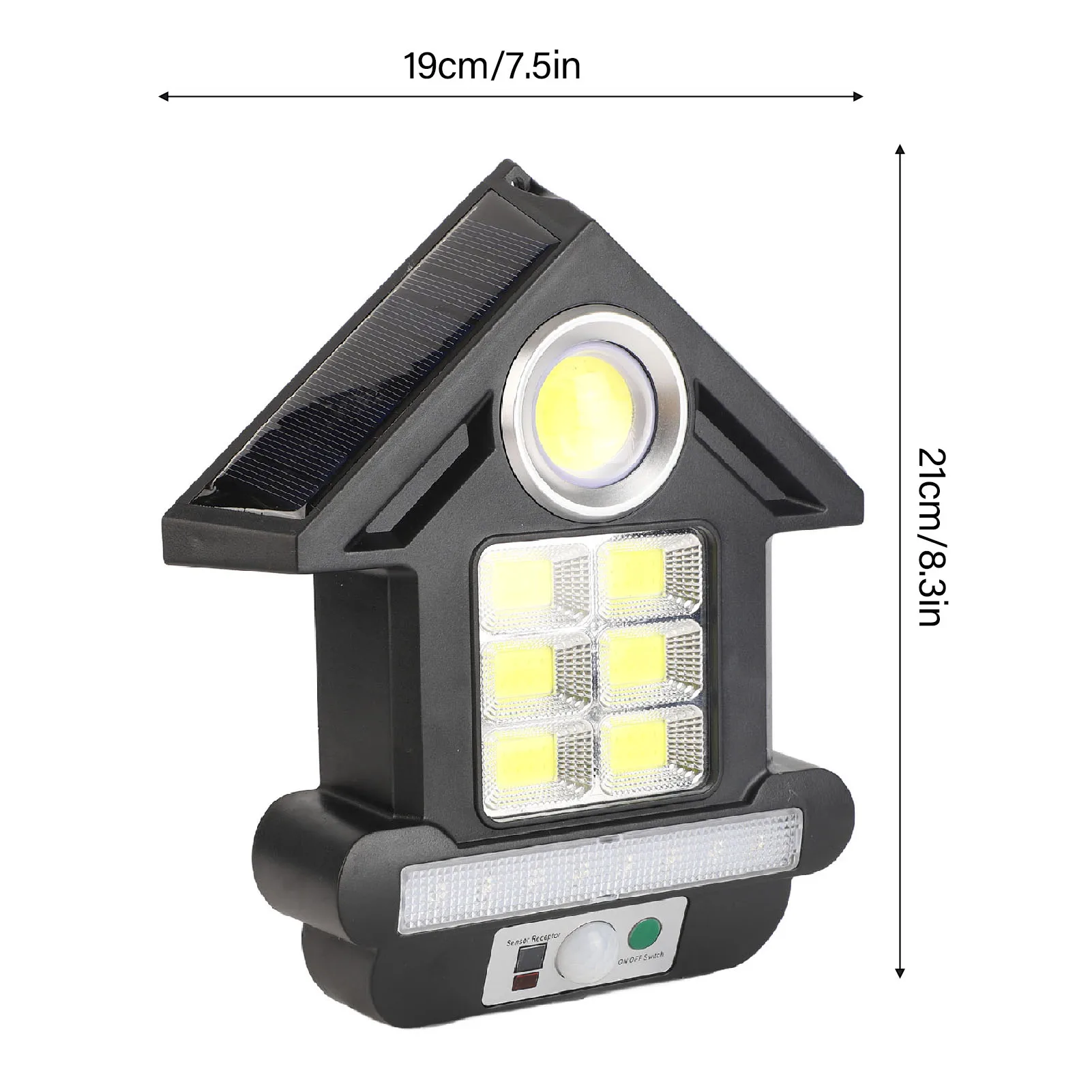 Solar-Straßenlaterne in Hausform, ABS-LED, bewegungsempfindliche Solar-Wandleuchte mit Fernbedienung für den Innenhof im Freien