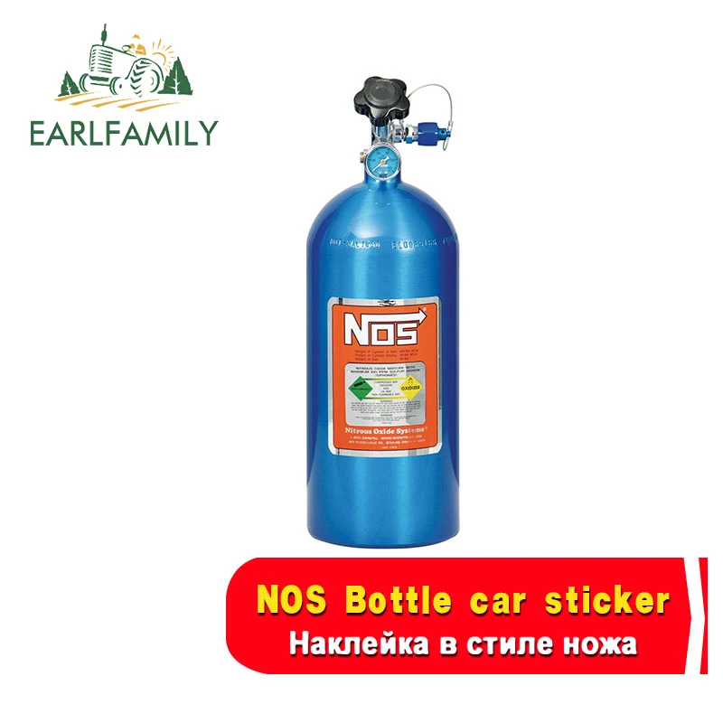 EARLFAMILY 13cm x 4.4cm for NOS Bottle Nitrous Car Stickers Truck Decal Bumper Window DIY Personality Creative Fashion JDM Decor