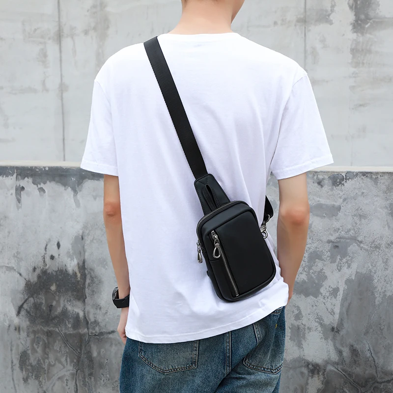 ใหม่หนังผู้ชายกระเป๋าสะพายไหล่เดี่ยวหัวชั้น Cowhide Multifunctional MINI All-Purpose Casual Cross-Body กระเป๋า