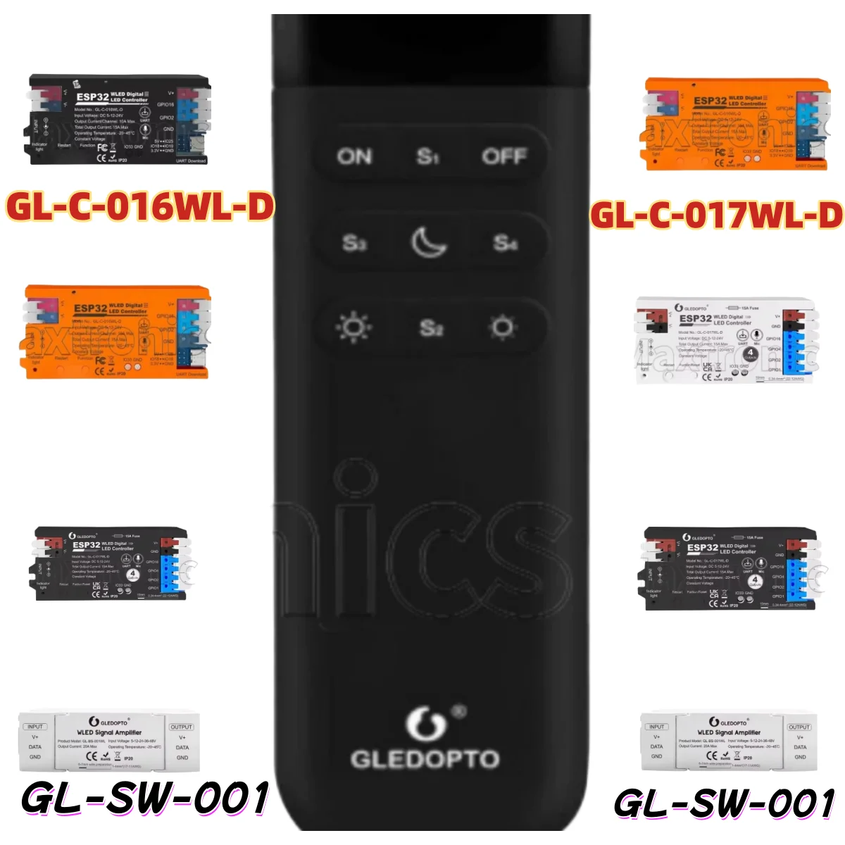 

GL-C-017WL/016WL-D Усилитель сигнала WLED Цифровой контроллер GL-BS-001WL 10 м без лицензии для WS2811/2812/6812 Усилитель светодиодных лент
