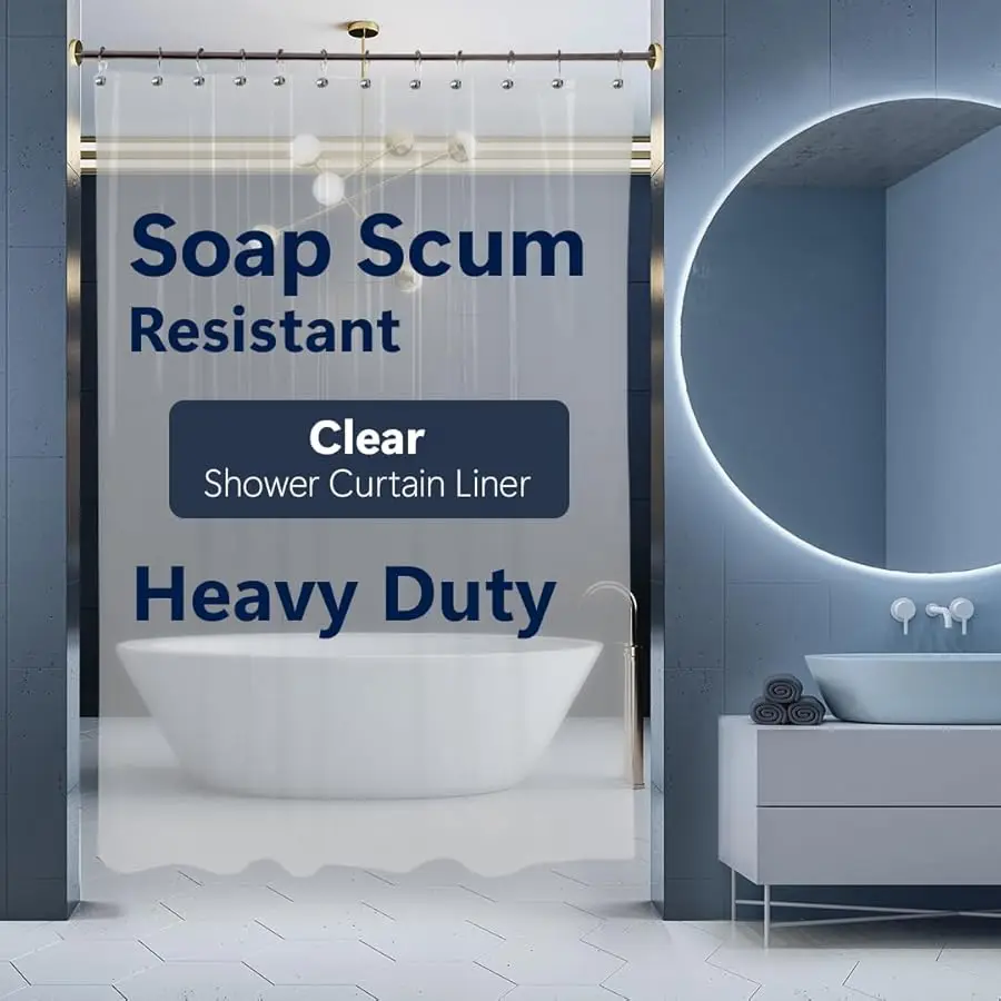 

Strongest Hea y-Duty Clear inyl Shower Curtain Liner –72 inches x 72 inches (Clear)