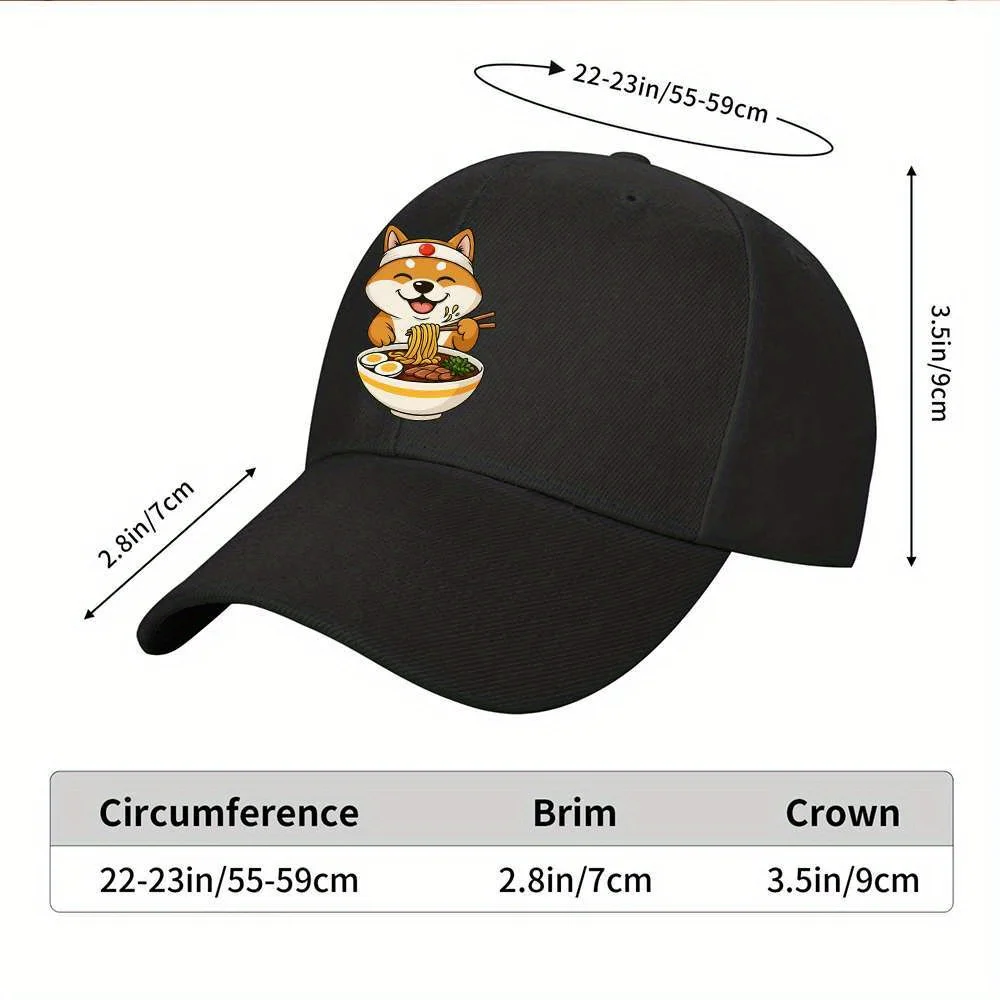 Shiba Inu Eating Ramen Baseball Cap Polyester Adjustable Outdoor Graphic Adult Hat