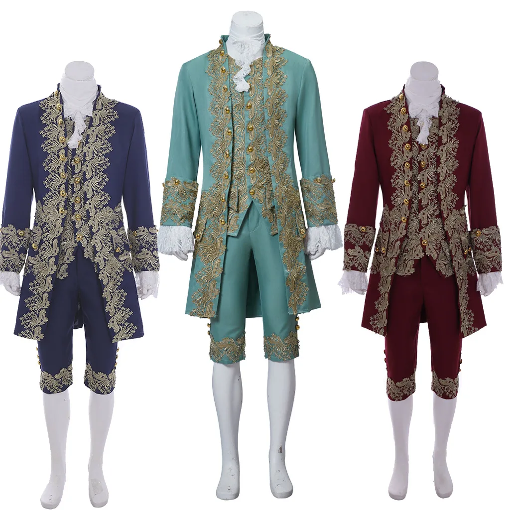 

Middle Ages Palace Embroidered Prince Noble Dress 18th Century Victorian Stage Performance Dress Men's Set