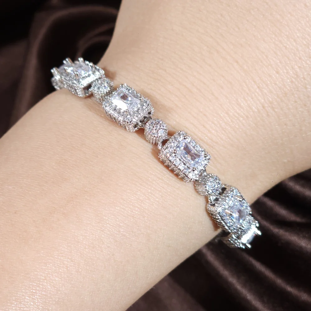 

ICECHARMI CZ квадратные камни круглый браслет из бисера роскошный аксессуар браслет хип-хоп ювелирные изделия модный ремешок экстравагантный подарок