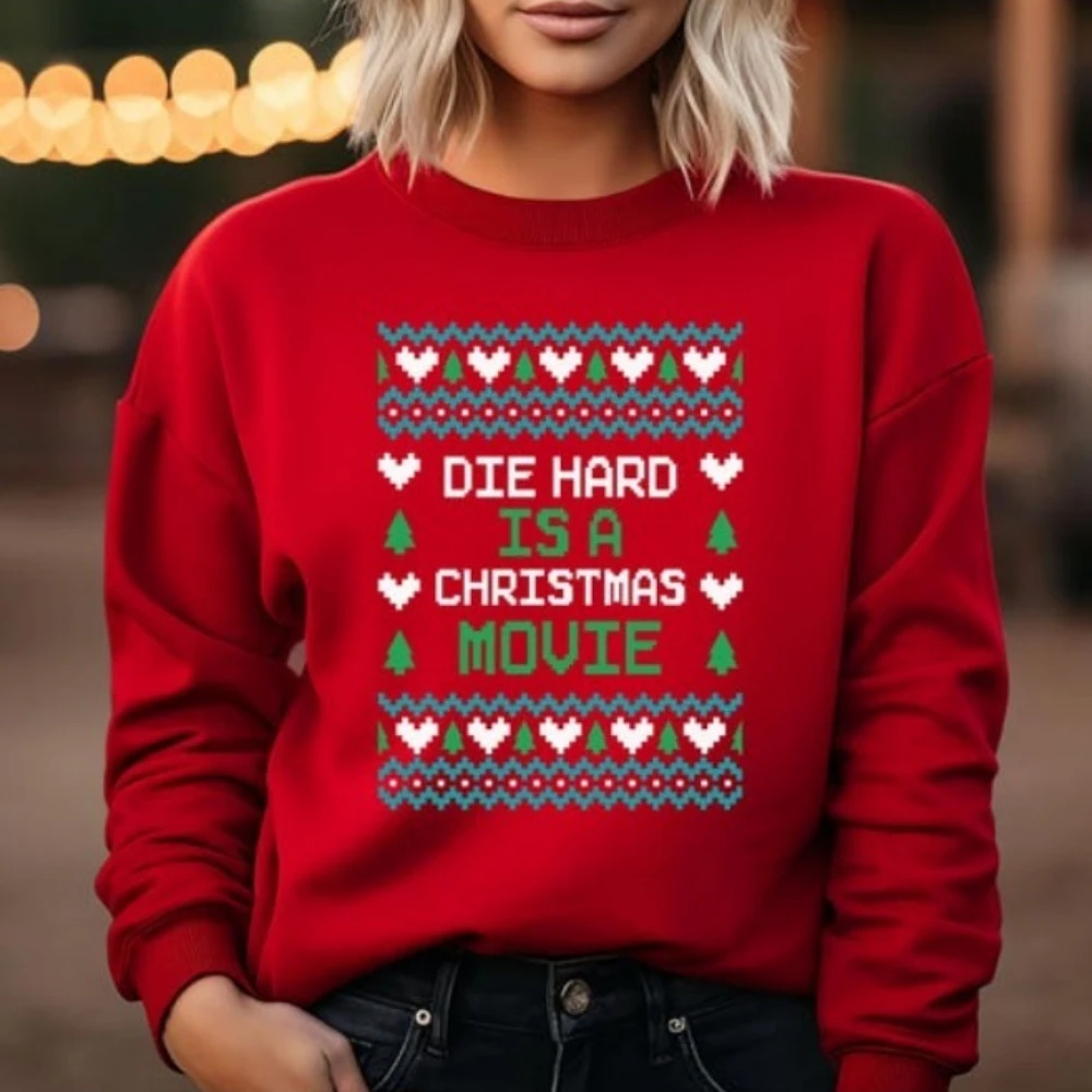 سويت شيرت عيد الميلاد القبيح يموت الصعب هو فيلم عيد الميلاد السخرية البلوز أزياء الشارع المطبوعة هوديي الملابس الجمالية #3