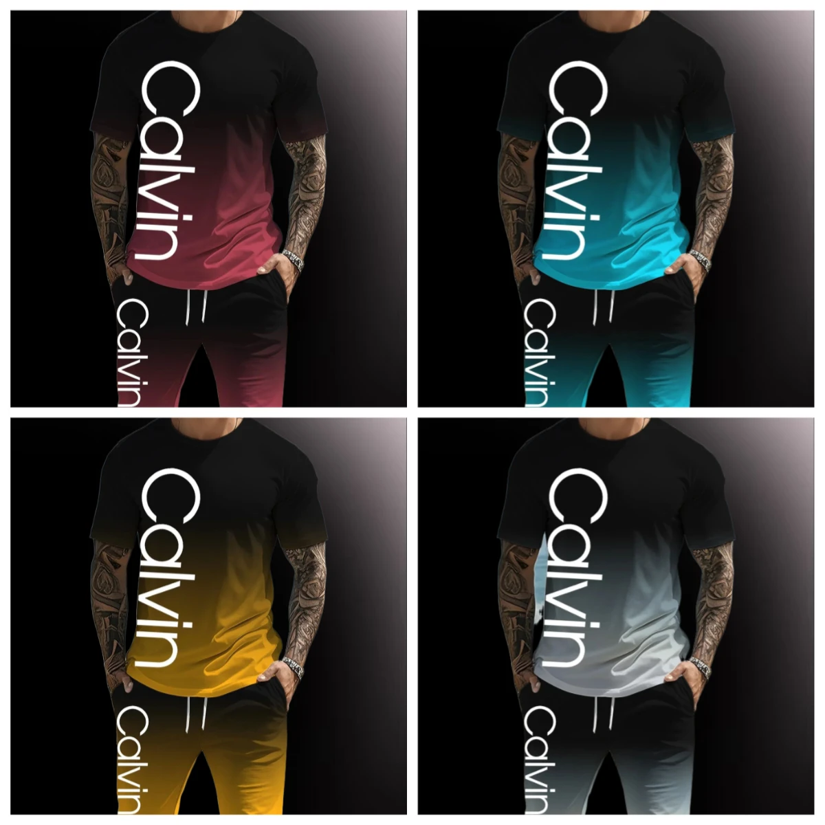 

2025 Summer Men Women New Casual Sports Suit Fashion Breathable Outdoor Short-sleeved T-shirt Training Shorts Two-piece Set