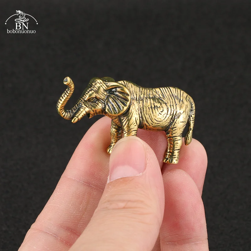 Brass Solid Thailand Elephant Statue Desk Toy Ornaments Copper Animal Miniatures Figurines Home Decorations Crafts  Accessories