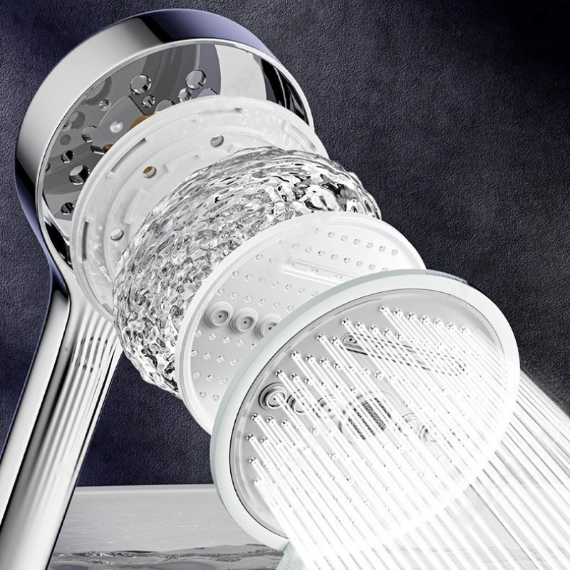 Pressurized large water output shower head, household bathroom shower head, silver and gray ABS hand-held shower head