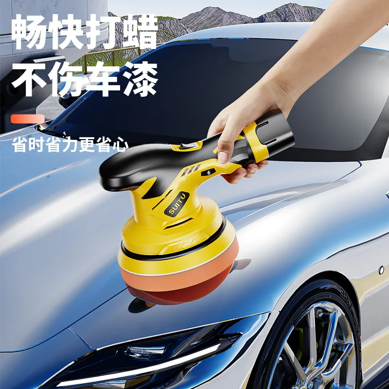 Cordless Car Polisher Buffer Machine 6 Variable Speed 2500-5000RPM Eccentric Orbital Waxing Tool  5 Polishing Pads Rechargeable
