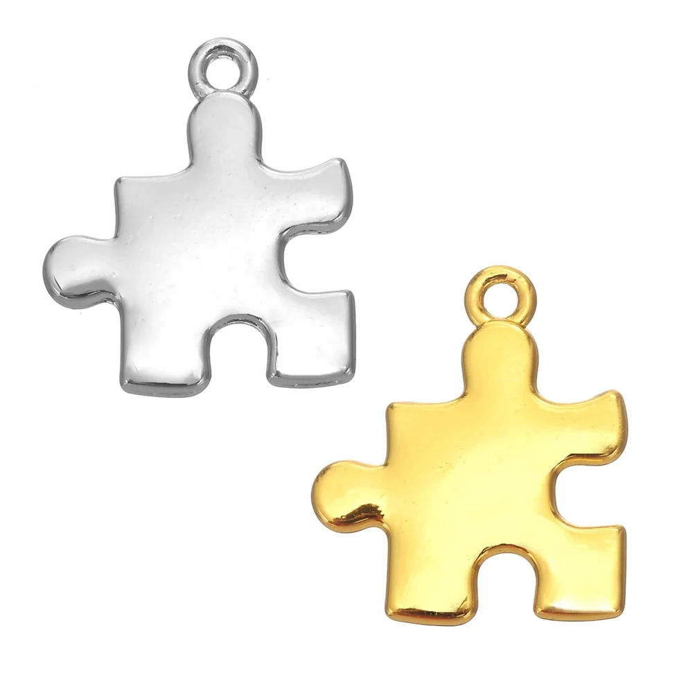 My Shape Puzzle Piece Jigsaw Charms Creative Awareness Pendant Necklace Bracelet Accessories Inspirational DIY Jewelry Making