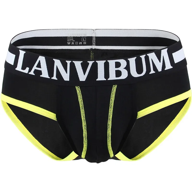 LANVIBUM men's briefs large bag with contrasting colors and color matching low-rise simple men's underwear