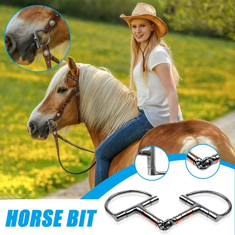 Stainless Steel Horse Bit Copper Mouth Snaffle Bit Single Joint Horse Bit D-Ring Snaffle Bits For Training Racing Control