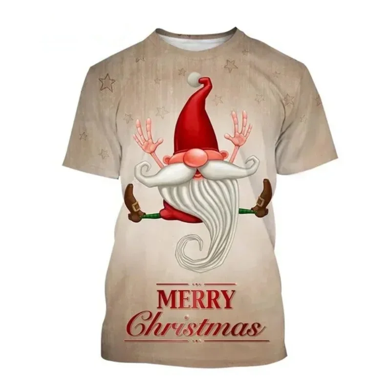 Men\'s Clothing New Santa Claus 3D Printing T-shirt Personalized Christmas Gift Graphic Tops Harajuku Street Unisex Short Sleeve