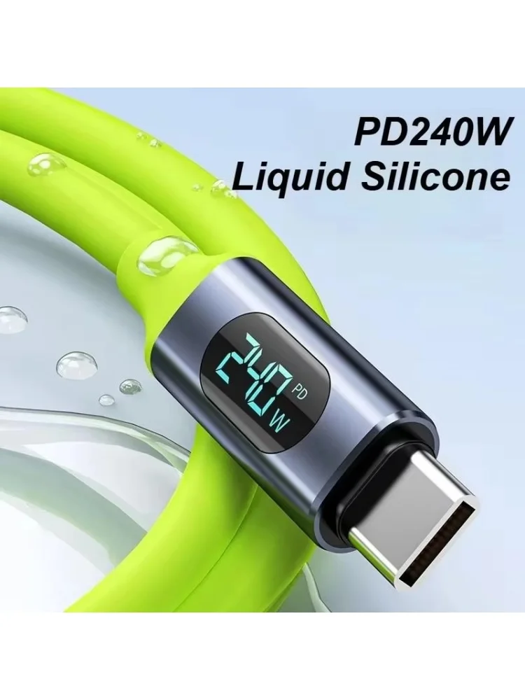 240W Typ-C-auf-Typ-C-Kabel, superschnelles Ladekabel mit LED-Anzeige, USB-auf-Typ-C-Datenkabel für iPhone, Xiaomi, Samsung