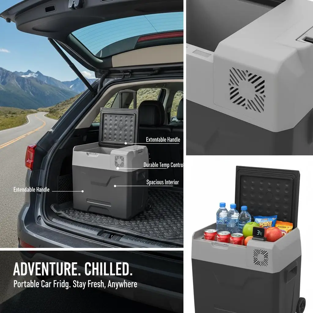 Bild 3: Kühlbox mit Rädern und Adapter, schwarz und grau, 50L, Polypropylen