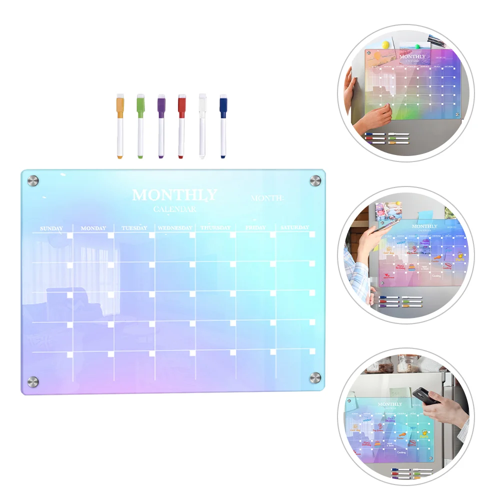 Calendário magnético mensal para geladeira, quadro branco, caneta, planejador decorativo, geladeira