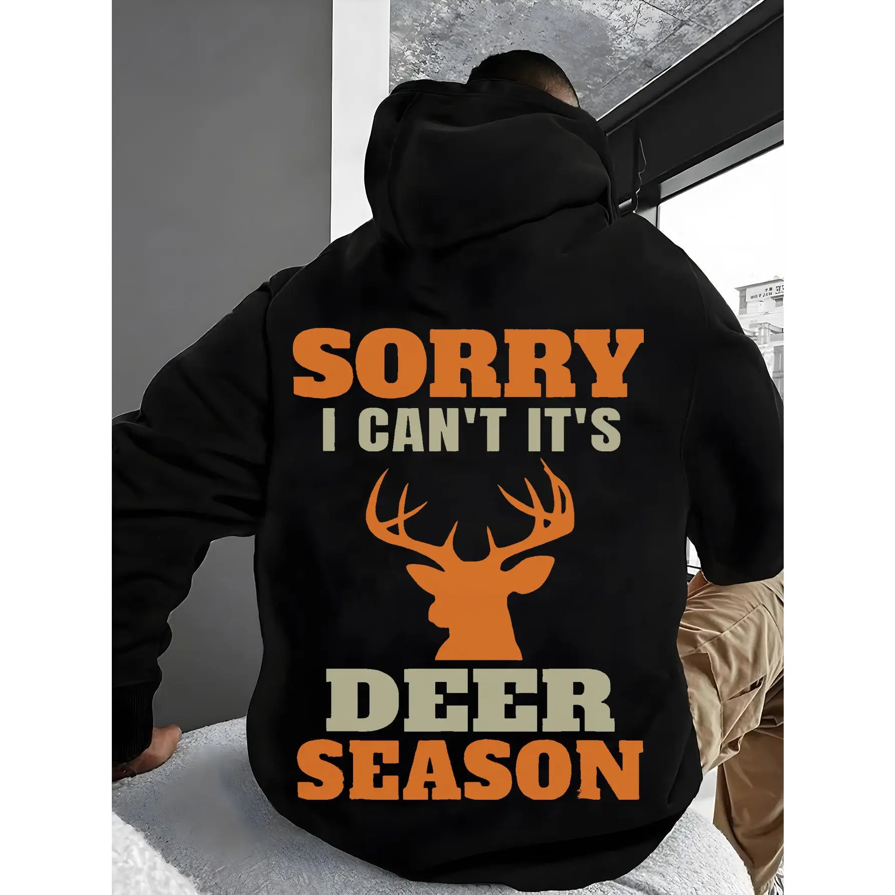 

Men Deer Season Hoodie Funny Hunter Sweatshirt Outdoor Humor Graphic Loose Fit Hunting Camping Fishing Gift Top