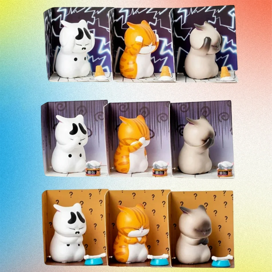 Mini caja misteriosa divertida para gatos, caja ciega con expresión de ira y desgastes, regalo de cumpleaños y Navidad para niños, cosas adorables, 1 Uds./9 Uds.