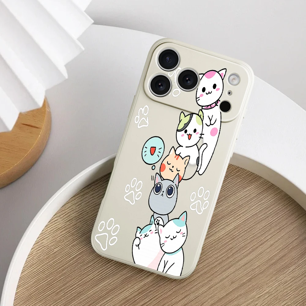 لطيف القط نمط غطاء من البولي يوريثان كوكه آيفون 17 ProMax 17 الهواء 16 15 14 13 12 11 برو ماكس XS Max7 8 Plus 16e 16 Plus