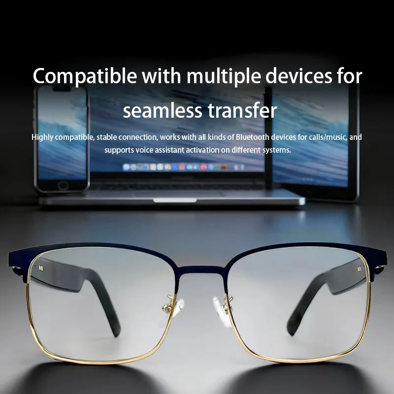 Smart Bluetooth Audio Glasses Anti Blue Light Touch Control Buttons Hands Free Wake Up Smart Voice Assistant