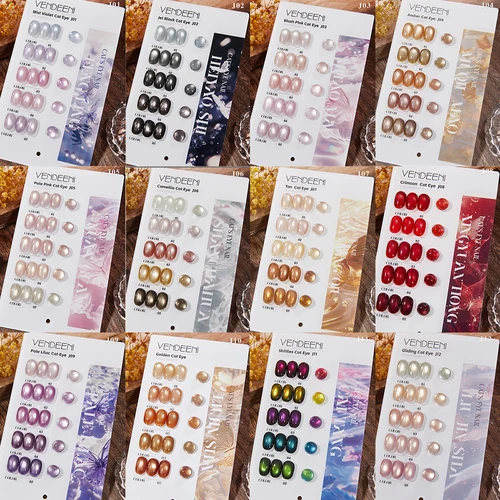 Vendeeni 5 colores/juego de esmalte de uñas de Gel de ojo de gato de cristal semipermanente brillante magnético UV LED barniz de Gel de remojo con pantalla